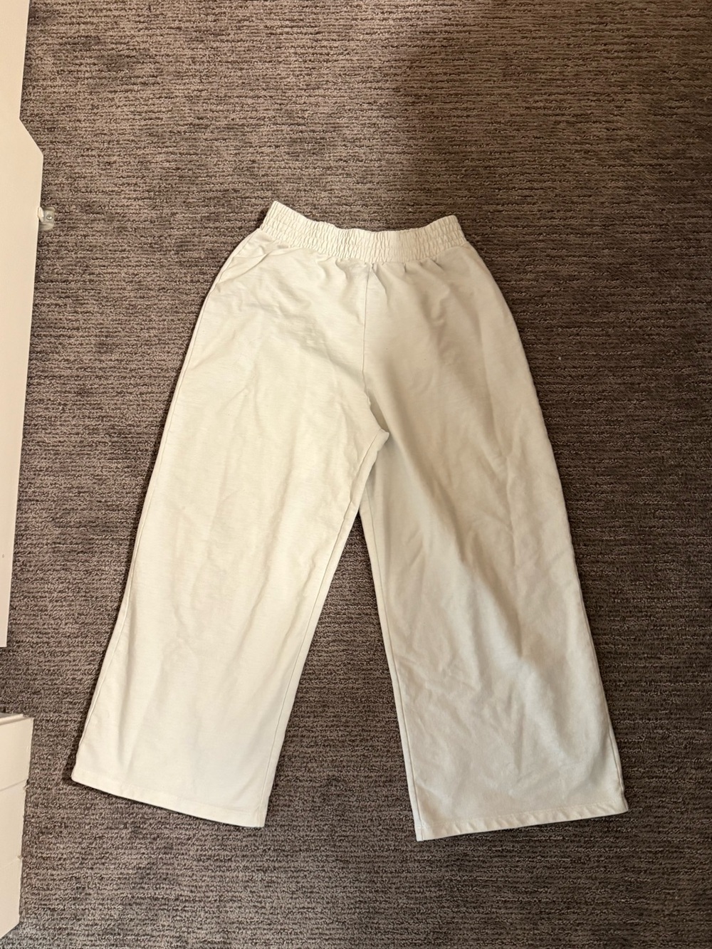 Wide Leg Elastic Waist Pants in Light Cream - Picture 1 of 2